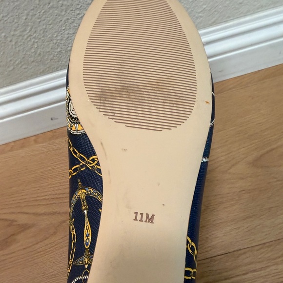 Talbots Ryan Loafer Flats Women’s Size 11 Blue Nautical Chain Print Classic - Picture 5 of 7
